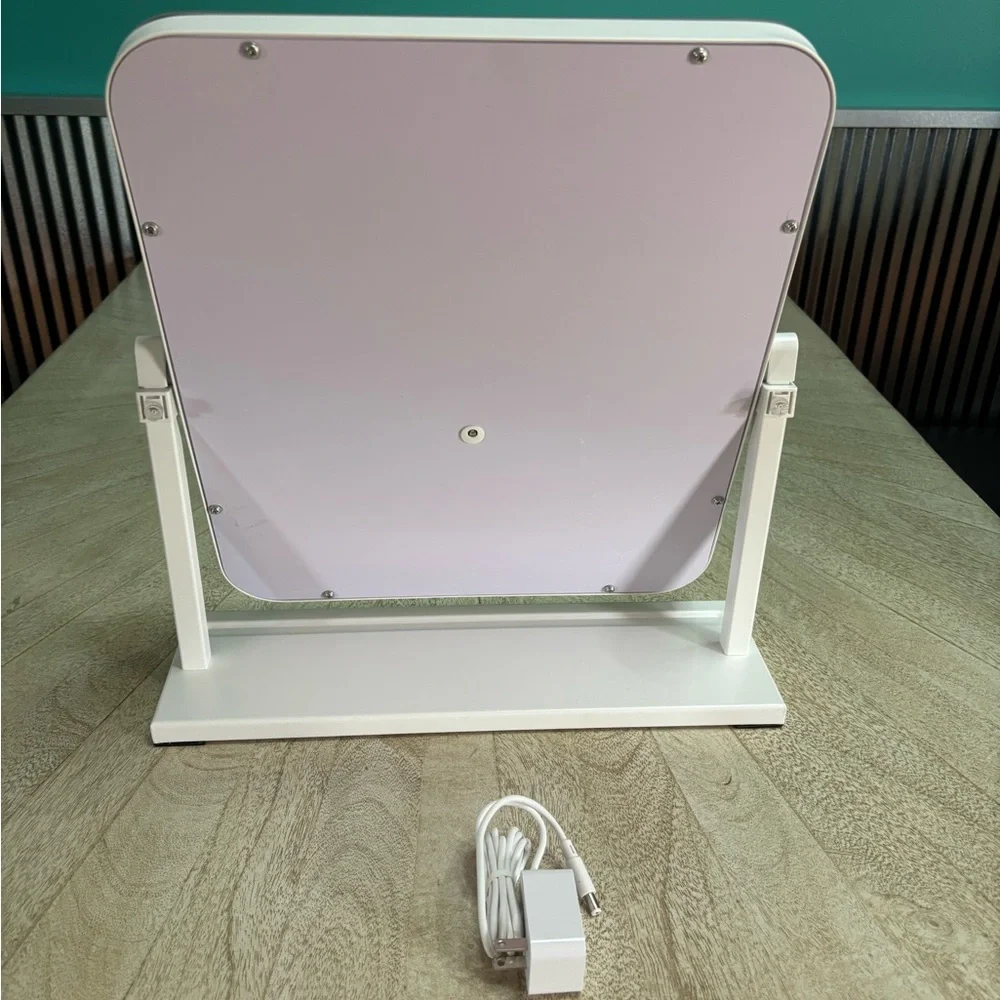 LED Lighted Vanity Mirror with Phone Holder - White